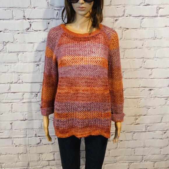 CLEO - Beautiful open knit sweater (burnt orange/raspberry with gold threading) - Picture 8 of 9